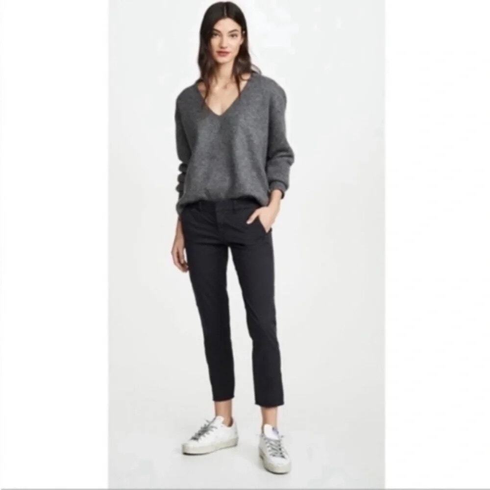Nili Lotan East Hampton Cropped Raw Hem Black Pants Sz 0 (more like 2/4)
